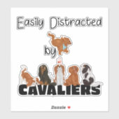 Sticker Facilement distrait par Cavaliers King Charles (Feuille)