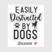 Sticker Facilement Distrait Par Chiens Tee Funny Chien, Am (Feuille)