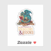 Sticker Facilement Distrait Par Dragons Et Livres Livre Dr (Feuille)