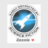 Sticker Facilement Distrait Par La Science-Fiction (Feuille)