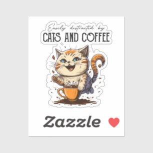 Sticker Facilement Distrait Par Les Chats Et Amoureux de l