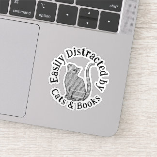 Sticker Facilement distrait par les chats et les livres Vi
