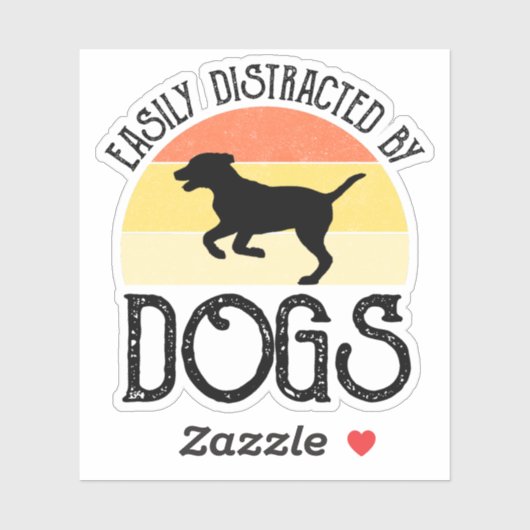 Sticker Facilement Distrait Par Les Chiens (Feuille)