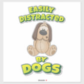 Sticker Facilement Distrait Par Les Chiens (Feuille)