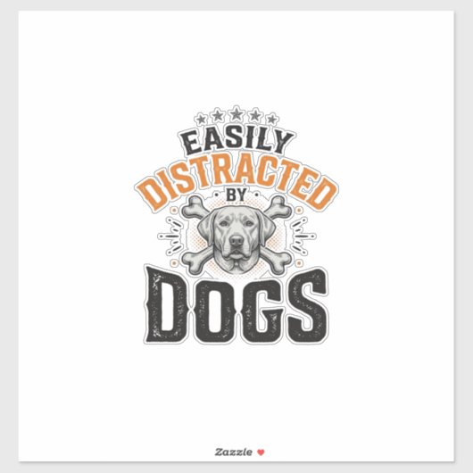 Sticker Facilement Distrait Par Les Chiens Conception De C (Feuille)