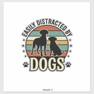 Sticker Facilement distrait par les chiens Design silhouet