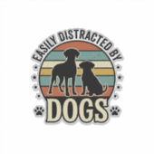 Sticker Facilement distrait par les chiens Design silhouet (Devant)
