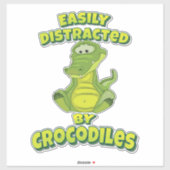 Sticker Facilement Distrait Par Les Crocodiles (Feuille)