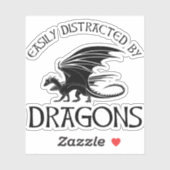 Sticker Facilement Distrait Par Les Dragons (Feuille)