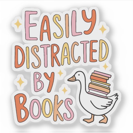 Sticker Facilement distrait par les livres (Devant)