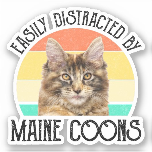 Sticker Facilement Distrait Par Les Maine Coons (Devant)