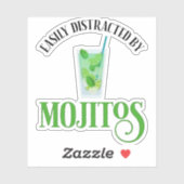 Sticker Facilement Distrait Par Les Mojitos (Feuille)