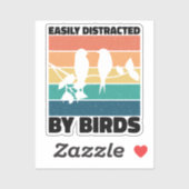 Sticker Facilement Distrait Par Les Oiseaux Ornithologue A (Feuille)