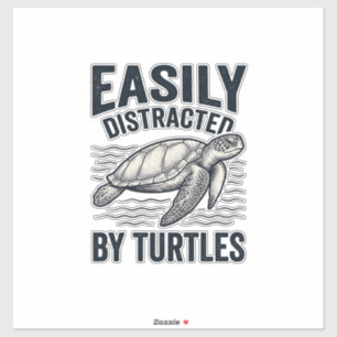 Sticker Facilement Distrait Par Les Tortues Design De T-Sh