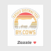 Sticker Facilement Distrait Par Les Vaches Fabriquant Un V (Feuille)