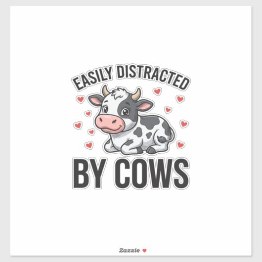 Sticker Facilement distrait par les vaches Graphique de va (Feuille)