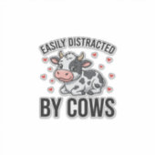 Sticker Facilement distrait par les vaches Graphique de va (Devant)