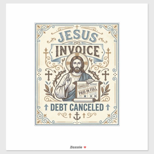 Sticker Facture Jésus Dette Annulée Facture Jésus Dette Pe (Feuille)