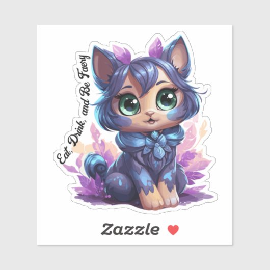 Sticker Fae Cat - "Mange, Bois et Sois Feu" (Feuille)