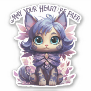 Sticker Fae Cat - "Puisse Ton Coeur Être Face"
