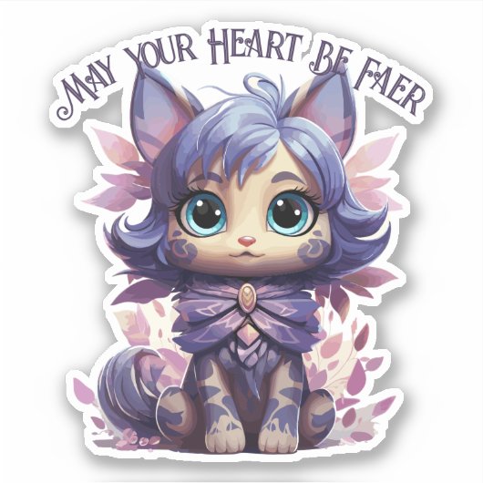 Sticker Fae Cat - "Puisse Ton Coeur Être Face" (Devant)
