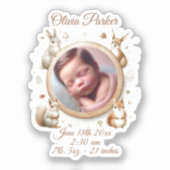 Sticker faire-part de naissance - Animaux des bois (Recto)
