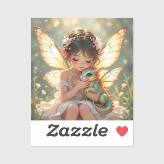 Sticker Fairy and Dragon | Chibi Anime Fairy Tale (Feuille)