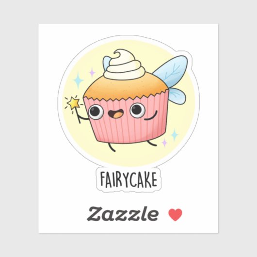 Sticker Fairy Cake Funny Cupcake Pun (Feuille)