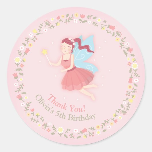 Sticker Fairy Girl Spring Floral Rose Merci (Devant)
