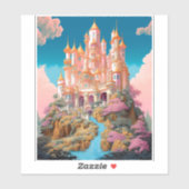 Sticker Fairy Tale Castle Rose White Gold Imaginaire Art (Feuille)