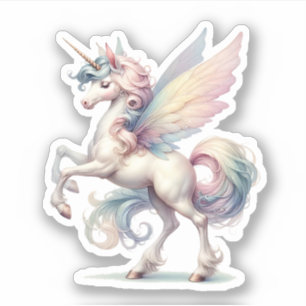 Sticker Fairy Unicorn Pastel Purple Rose Bleu Parties scin