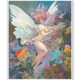 Sticker Fairy Woman in Flowers Imaginaire Art