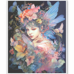 Sticker Fairy Woman in Flowers Imaginaire Art