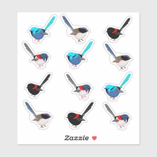 Sticker Fairy Wrens (Feuille)