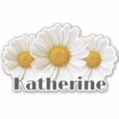 Sticker Faisceaux blancs Nom personnalisé Contour floral (Devant)