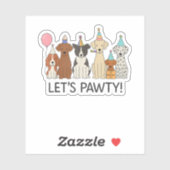 Sticker Faisons la Fête Chiens Mignons Fête Célébration Am (Feuille)