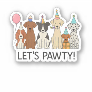 Sticker Faisons la Fête Chiens Mignons Fête Célébration Am