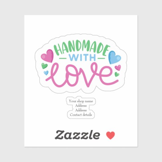 Sticker Fait à la main avec amour Personnalisé (Feuille)