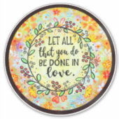 Sticker Fait dans l'amour Inspirivity Plutôt Floral tendan (Devant)