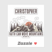 Sticker Faith Can Move Mountains Christian Gift Camping (Feuille)