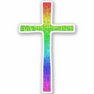 Sticker Faith Cross Rainbow