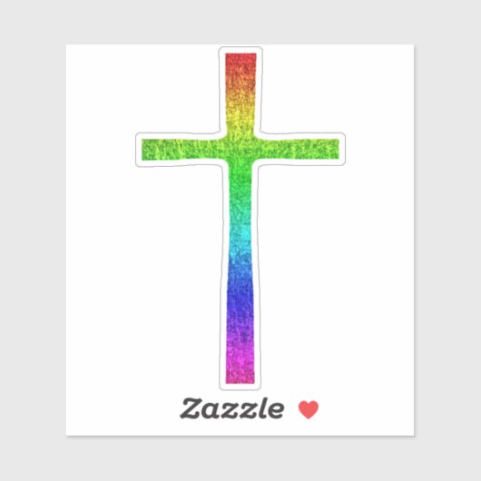 Sticker Faith Cross Rainbow (Feuille)
