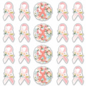 Sticker Faith Hope Cure Cancer du Sein Ruban & Flore (Devant)