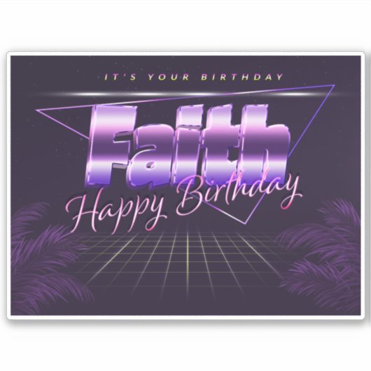Sticker Faith Name Prénom lila retro (Devant)