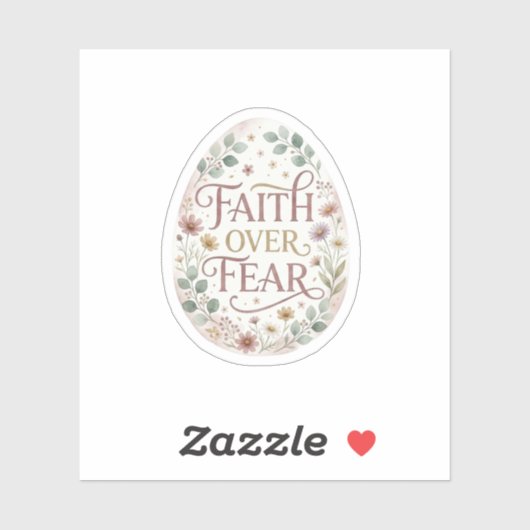 Sticker Faith Over Fear Floral Easter Egg Religious  (Feuille)