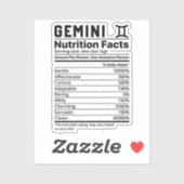 Sticker Faits nutritionnels de Gemini (Feuille)