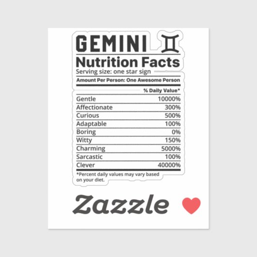 Sticker Faits nutritionnels de Gemini (Feuille)