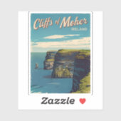 Sticker Falaises Vintage voyage rétro de Moher Irlande (Feuille)