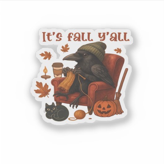 Sticker Fall Crow - It’s Fall Y’all Art (Devant)