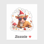 Sticker Fall Highland Cow Pumpkin Bow Christmas Girls Kids (Feuille)